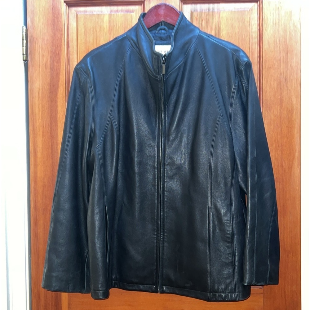 Nine West Women Separates 100% Smooth Black Leather Coat fully lined 2 slit pckt - Picture 17 of 17